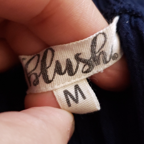 Navy blue off the shoulder bell sleeve romper - Picture 5 of 5